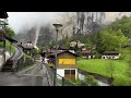 Lauterbrunnen, Switzerland 🇨🇭 Walking in the Rain. Most Beautiful Villages in Switzerland 🚠