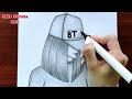 BTS Girl Drawing | Easy BTS Drawing | How To Draw A Girl With BTS Cap