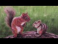 Squirrel & Chipmunk Pastel Narrated Tutorial // Art Club Project