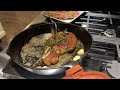 Two Massive Ribeye steaks cooked on a cast iron skillet at the same time! No black stone, no problem