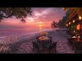 Seaside Perfect Sunset with Calming Sound Waves | Positive Bossa Nova Jazz Music for Study and Chill