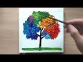 The easiest way to paint a rainbow tree? | Acrylic painting for beginners