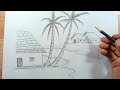 How to Draw a Beautiful Village Scenery with Pencil Sketch | Nature Drawing for Beginners