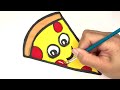 Coloring Videos for Kids Easy How to Draw Food Pizza Coloring Pages Glitter Art
