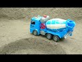 Rescue fire truck from fire with excavator and crane truck | Toy car story | ENJO Car Toys