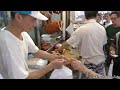 Hong Kong Street Food. The Quick Lunch Boxes of Chopped Chickens and Pork. Seen Around Wan Chai