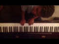 six year old playing piano - view of hands