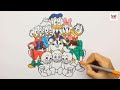 How To Learn Draw & Color DONALD DUCK'S FAMILY, DAISY, GYRO GEARLOOSE, UNCLE SCROOGE, ELVIRA COOT