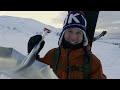 Green Hour: Ståle, Torgeir and Rene snowboard under the Northern Lights.