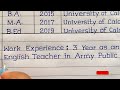 How To Write A Resume | CV In English | How To Write A Curriculum Vitae | English Writing |