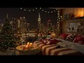 Night Balcony Ambience | 4K Cozy Bedroom in NYC | Jazz Music for Relax and Study