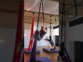 aerial silks choreo ° Double crochet to back balance, splits, knee hang