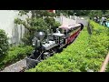 4K rear view - 'Leo and Raiya sunset train' modelled on C.P. Huntington at Seibuen in Saitama, Japan