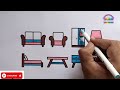 How to draw sofa table and bed easy step by step for kids |drawing tutorial @Izamnaart1