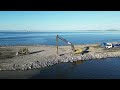 Hailuoto causeway and bridges construction site.Hailuodon siltatyömaa 22.7.2024. DJI Mini 3 video.