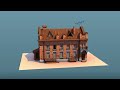 Blender Speed Modeling - Low Poly building. Grease Pencil. Cartoon Shader.