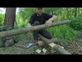 Building a cozy bushcraft treehouse over the water. Catch and Cook. Overnight, Survival