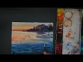 Watercolor painting seascape tutorial (Sunset scene )