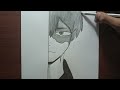how to draw shoto todoroki half face step by step