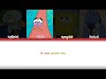 Squidward, Patrick, Spongebob, Mordecai - golden hour Lyrics [Color Coded Lyrics]