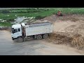 New Update Amazing Power Bulldozer Pushing Filling The Soil In New Update 80% Work By Dump Truck