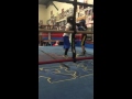 My son Issic sparing in blue shorts at grampas gym