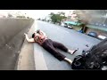 motorcycle hit a woman crossing the road