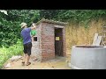 Poor girl build a bathroom and toilet WC, Finish the wall with a smooth cement layer - Build house