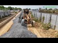 The So Far​ Mound Gravel Cutting By Big Grader | Process Grader Pushing Gravel Making Village Roads