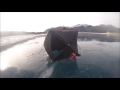 Ice fishing Abraham Lake