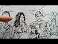 BABES, BLADES & MONSTERS! MY Inked Comic Artwork! Part 2! How to make classic 90s Comics! How to Ink