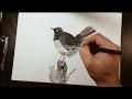 Easy Bird painting with Watercolor 🎨 🐦‍⬛