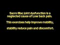 Sacroiliac joint dysfunction exercises
