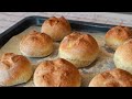 No-knead crusty buns! Best easiest bread you'll ever bake! 4 ingredients!