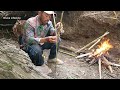 Bushcraft Alone in the Forest - Building a SURVIVAL Shelter in the Wild And Cook