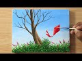 Kite is Stuck in a Tree/ Acrylic Painting for Beginners 🪁