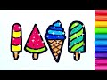 How to draw cute and easy Ice Cream | Easy Drawing, Painting and Coloring for Kids & Toddlers