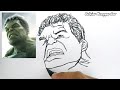 SATU GARIS MENGGAMBAR  HULK dengan mudah anggota avengers superhero marvel