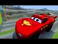 TRANSPORTING PIXAR CARS & FRUITS WITH COLORED & JOHN DEERE vs CLAAS vs TRACTORS - BeamNG.drive #962