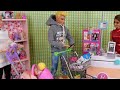 Barbie & Ken Doll Family Toy Shopping and Santa Visit