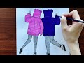 How to draw Best Friends | Very easy BFF drawing | Best friends drawing