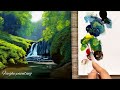 How to draw a wonderful scenery on black canvas | Acrylic painting techniques for beginners