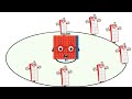 Numberblocks 10, 10.4 and 10.5 all multiplied by 10 and repeated 10 times