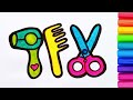 How to draw cute and easy Barber Shop Kit | Easy Drawing, Painting and Coloring for Kids & Toddlers
