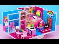 Building Modern Mini House using Pink and Blue Color from Cardboard (EASY) ❤️ DIY Miniature House