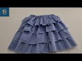 Full Frilly Skirt Cutting and Sewing / How to Make a Skirt Suitable for 5-6 Ages