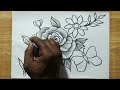 how to draw flowers & butterfly with pencil sketch,rose flower drawing,butterfly drawing,