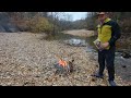 Making a creek side fire deep in the Ozark Mountains on a cold rainy day