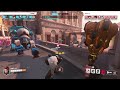 Bastion body blocks my shield charge with his artillery camera in Overwatch 2.