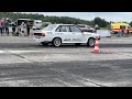 SlowMo Start Audi 80 GTE typ85 V8 Biturbo drag race (Lärz 2021 Airport Days)